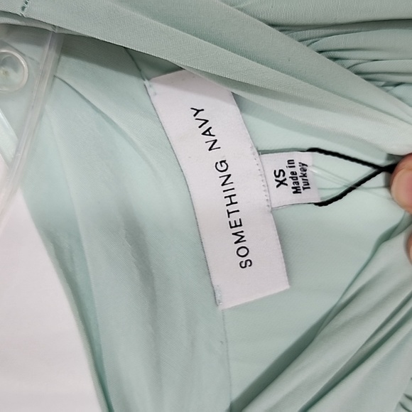 Something Navy Tie Neck Maxi Dress Seafoam Color Size XS - Picture 7 of 10